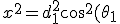 x^2 = d_1^2 \cos^2 (\theta_1) \quad + \quad 2 d_1 d_2 \cos (\theta_1) \cos(\theta_1 + \theta_2) \quad + \quad d_2^2 \cos^2(\theta_1 + \theta_2) x^2 = d_1^2 \cos^2 (\theta_1) \quad + \quad 2 d_1 d_2 \cos (\theta_1) \cos(\theta_1 + \theta_2) \quad + \quad d_2^2 \cos^2(\theta_1 + \theta_2)